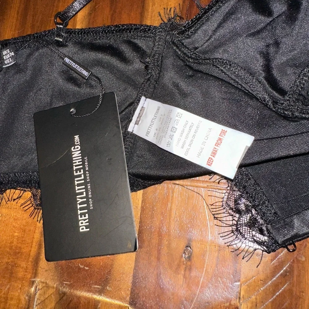 NEW PrettyLittleThing Black Lace Trim Bralette